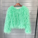Fur Coat Solid Color Ladies Cropped Coat