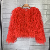 Fur Coat Solid Color Ladies Cropped Coat