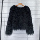 Fur Coat Solid Color Ladies Cropped Coat