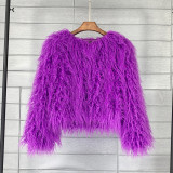 Fur Coat Solid Color Ladies Cropped Coat