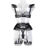 Women Metal Chain Lace Sexy Lingerie Set