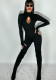 Women'S Autumn Winter Fashion Sexy Keyhole Hollow Out Long Sleeve Finger Covers Jumpsuit