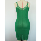 Women'S Clothing Maxi Sexy Hollow U-Neck Strap Knitting Beach Dress