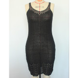 Women'S Clothing Maxi Sexy Hollow U-Neck Strap Knitting Beach Dress