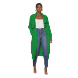 Women'S Casual Solid Color Long Knitting Cardigan Jacket