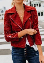 Women'S Coat Autumn And Winter Turndown Collar Zippers Short Women'S Jacket