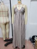 Women'S Halter Pocket Maxi Dress Wrap Chest Lace-Up Sexy Beach Holidays Dress