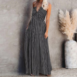 Women'S Halter Pocket Maxi Dress Wrap Chest Lace-Up Sexy Beach Holidays Dress