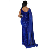Women Sexy Sequin Tassel Long Dress Evening Dress