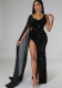 Women Sexy Sequin Tassel Long Dress Evening Dress