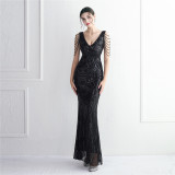Plus Size Women Luxury Sequin Formal Party Evening Dress