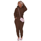 Women's Fashion Casual Velvet Hooded Two-Piece Set