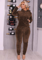 Women's Fashion Casual Velvet Hooded Two-Piece Set Women's Fashion Casual Velvet Hooded Two-Piece Set