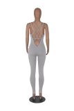 Sleeveless Low Back Slim Waist Bodysuit Solid Color High Waist Tight Fitting Sports Yoga Jumpsuit
