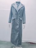 Women Vintage Turndown Collar Long Jacket