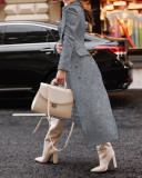 Women Vintage Turndown Collar Long Jacket
