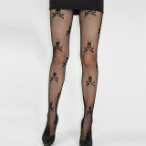 Sexy Mesh Stockings Pantyhose Hollow Out Letter Moon Pattern Black And White Footed Fishnet Stockings
