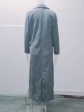 Women Vintage Turndown Collar Long Jacket