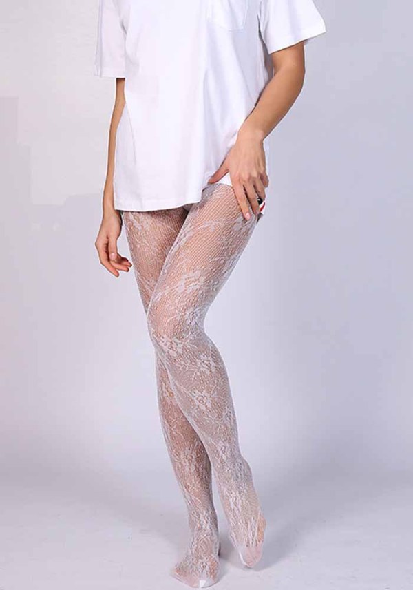 Sexy Mesh Stockings Pantyhose Hollow Out Letter Moon Pattern Black And White Footed Fishnet Stockings