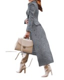 Women Vintage Turndown Collar Long Jacket
