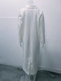 Women Vintage Turndown Collar Long Jacket