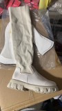 Women's cotton boots autumn and winter long Martin boots leather knitting Patchwork over the knee boots