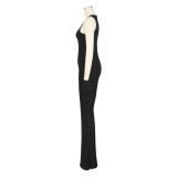 Women's comfortable sleeveless zipper slim high waist Jumpsuit
