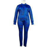 Sexy Plus Size Print Long Sleeve Two-Piece Pants Set Nightclub Clothes