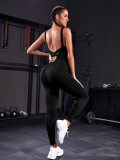 Cross Low Back Sports Jumpsuit Yoga Workout Wear Dance Sports One Piece Romper