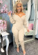 Ladies Large V-Neck Strapless Solid Ribbed Slim Sexy Jumpsuit