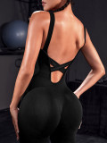 Cross Low Back Sports Jumpsuit Yoga Workout Wear Dance Sports One Piece Romper