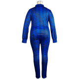 Sexy Plus Size Print Long Sleeve Two-Piece Pants Set Nightclub Clothes