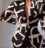 Women Casual Print Blazer And Shorts Two-Piece Set