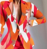 Women Casual Print Blazer And Shorts Two-Piece Set