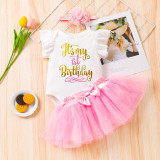 Baby Girl Romper Mesh Princess Dress Three-Piece