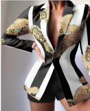 Women Casual Print Blazer And Shorts Two-Piece Set
