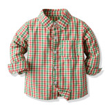 Boys plaid shirt bow tie overalls two piece set
