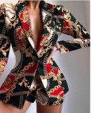 Women Casual Print Blazer And Shorts Two-Piece Set