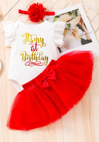 Baby Girl Romper Mesh Princess Dress Three-Piece