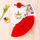 Baby Girl Romper Mesh Princess Dress Three-Piece