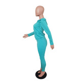 Women's Autumn Style Hat Pocket Zipper Fashion Casual Sport Two Piece Set