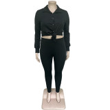 Plus Size Women's Solid Shirt Pant Set