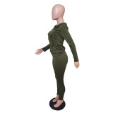 Women's Autumn Style Hat Pocket Zipper Fashion Casual Sport Two Piece Set