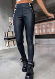 Women's Autumn and Winter High Waist Slim Fit Faux Leather Pants