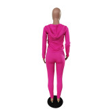 Women's Autumn Style Hat Pocket Zipper Fashion Casual Sport Two Piece Set