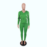 Women's Autumn Style Hat Pocket Zipper Fashion Casual Sport Two Piece Set