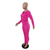 Women's Autumn Style Hat Pocket Zipper Fashion Casual Sport Two Piece Set