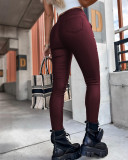 Women's Autumn and Winter High Waist Slim Fit Faux Leather Pants