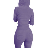 Women's Autumn/Winter Fleece Vest Hooded Three-Piece