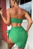 Women Strapless Skirt Bikini Three-Piece